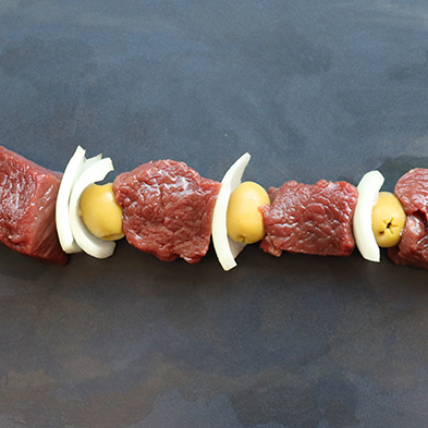 Schaschlik-Hirsch-Olive-Zwiebel
